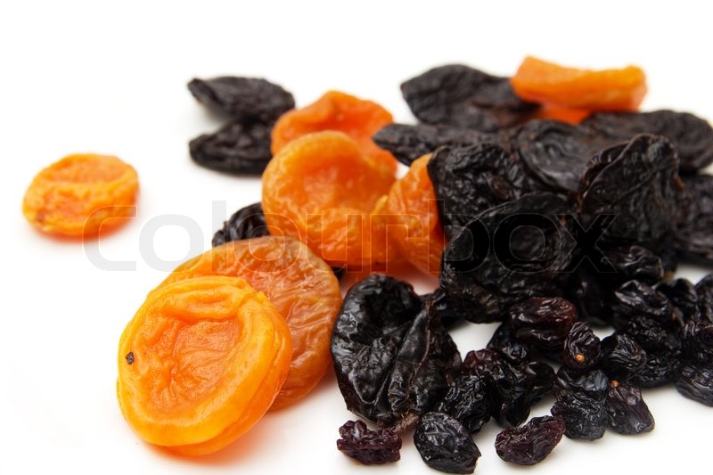 Dried apricots, prunes and raisins on a Stock image Colourbox