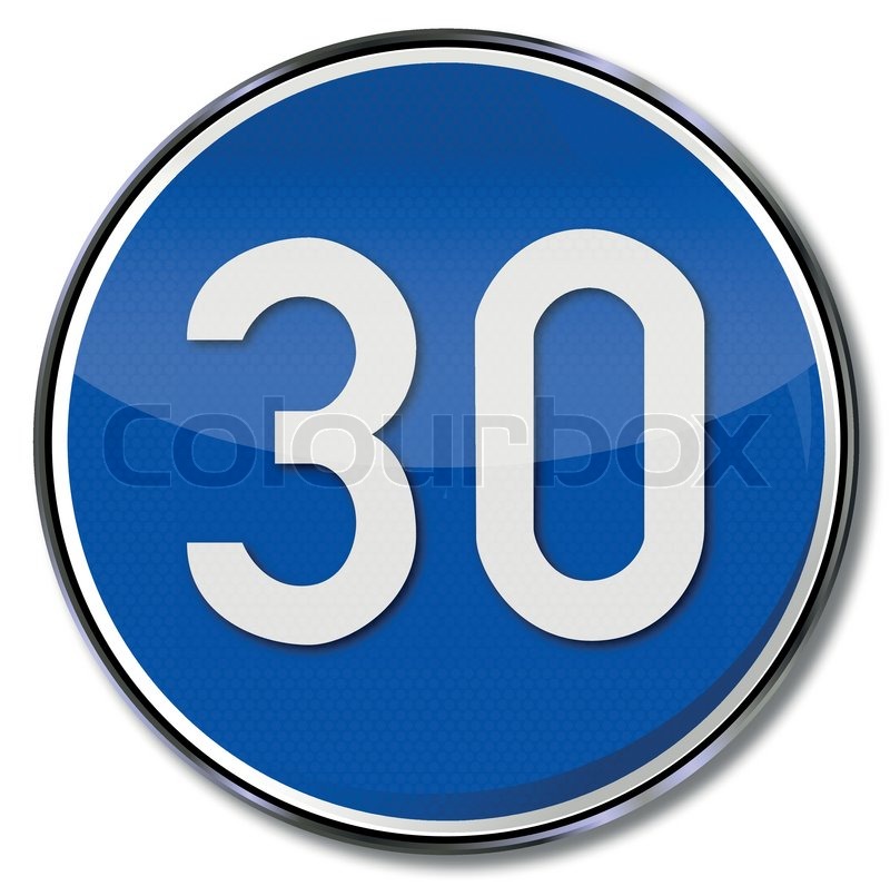 Blaues Verkehrsschild 30