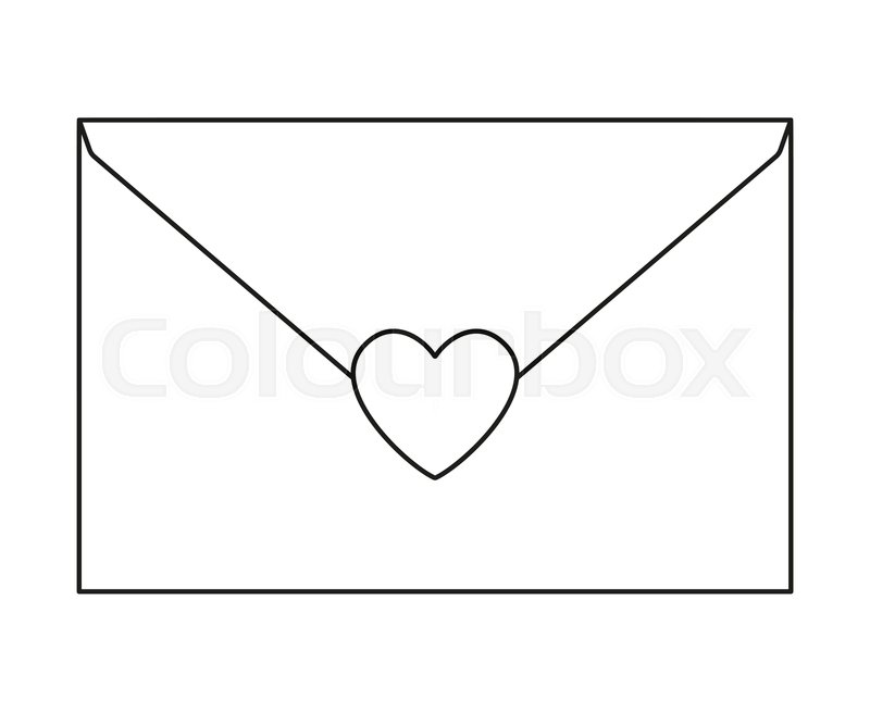 Line Art Black And White Love Letter Stock Vector Colourbox