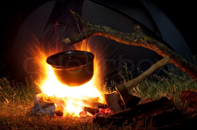 Pot on fire Stock image Colourbox
