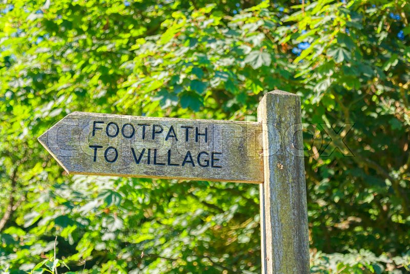Old wooden signpost with Footpath to ... | Stock image | Colourbox