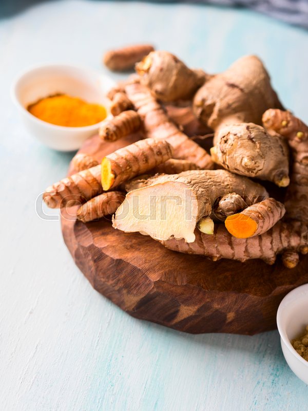 Turmeric spice and ginger in powder and | Stock image | Colourbox