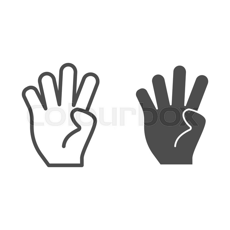Four fingers gesture line and glyph Stock vector Colourbox