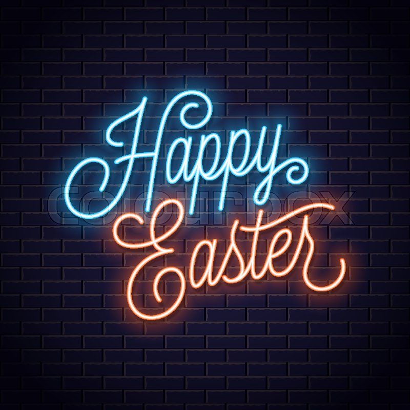 Easter neon sign. Happy easter neon | Stock vector | Colourbox