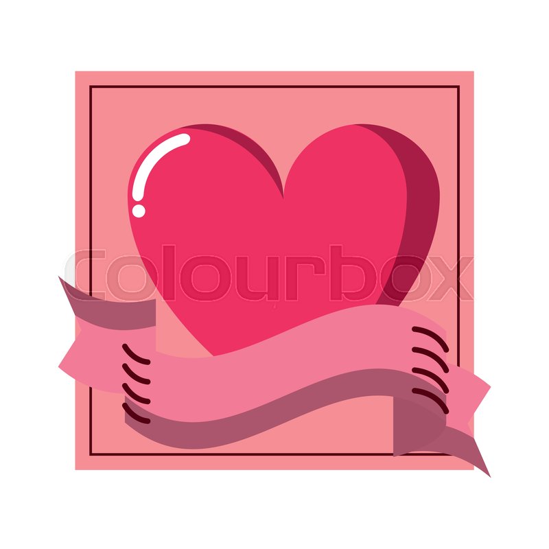 Romantic Frame With Heart And Ribbon Stock Vector Colourbox