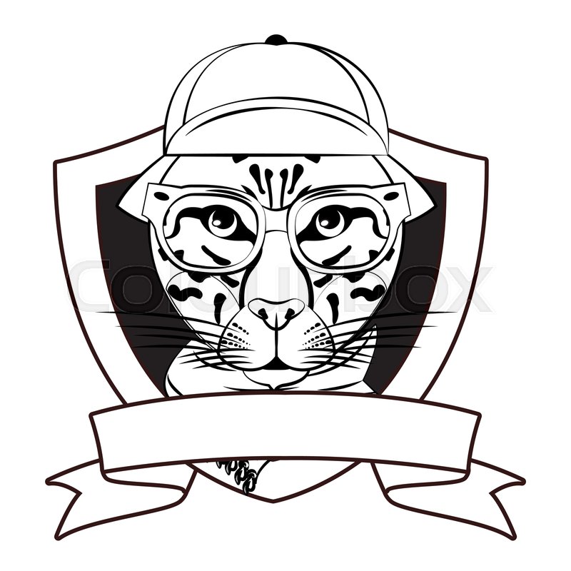 Hipster Leopard Cool Sketch On Badge Stock Vector Colourbox