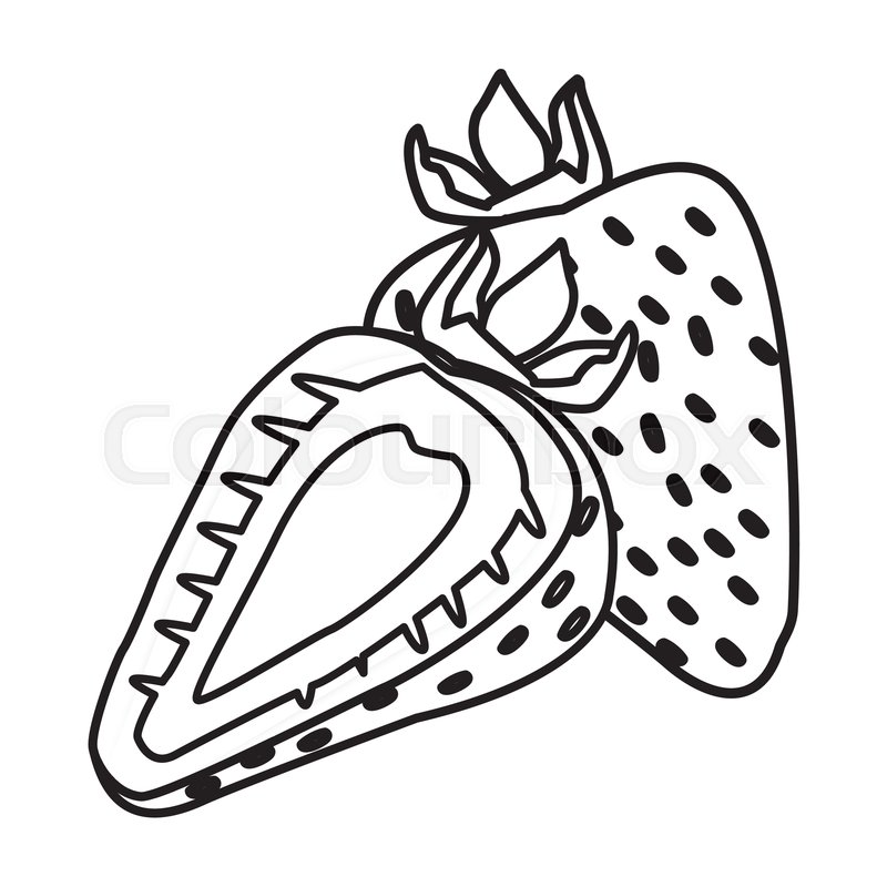 Strawberry Half Cut Icon Vector Stock Vector Colourbox
