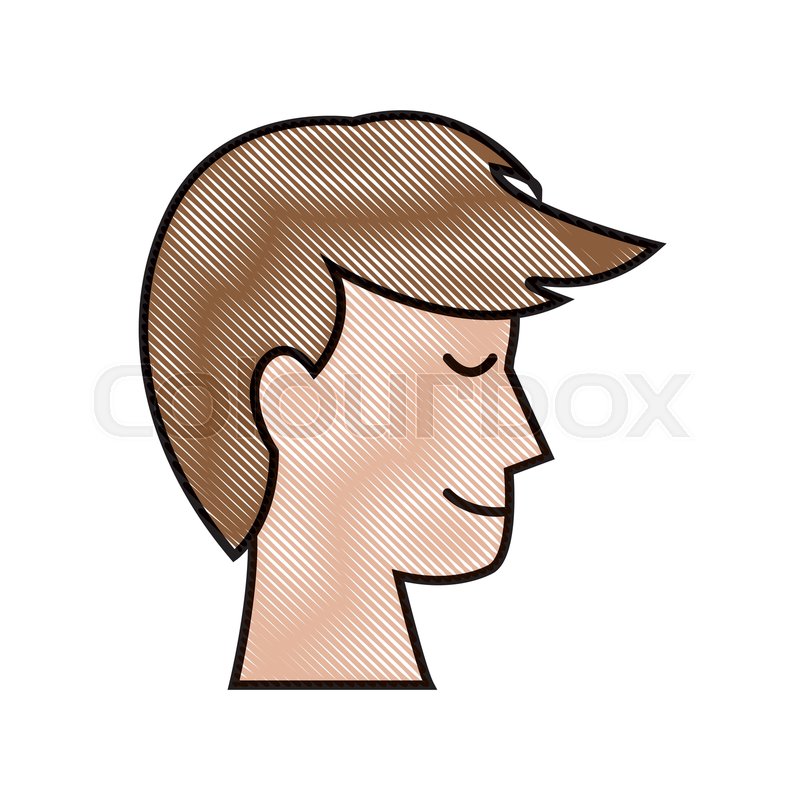 Drawing Profile Head Man Male Stock Vector Colourbox