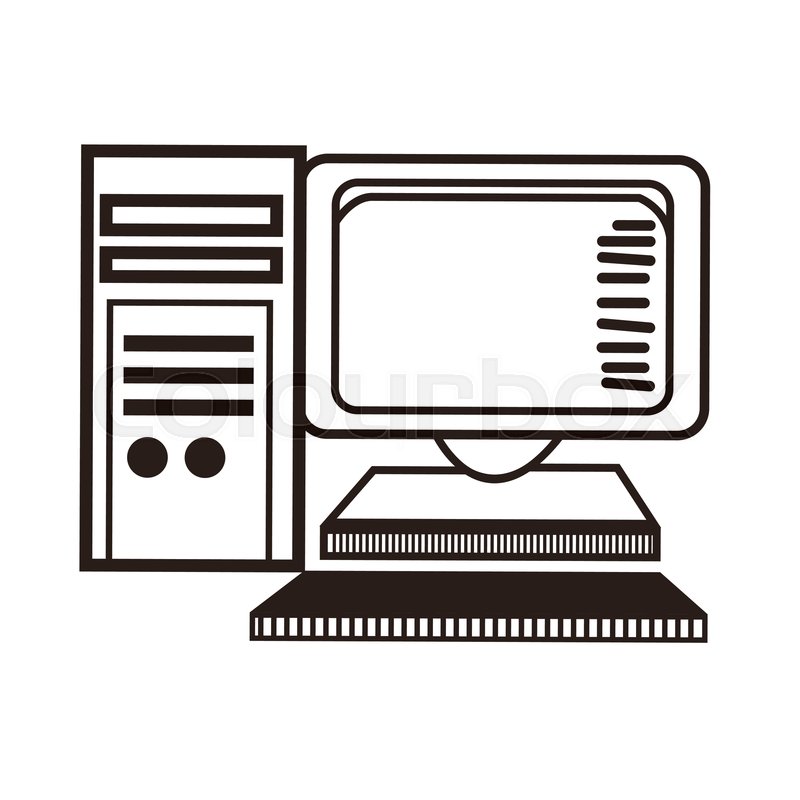 Computer monitor keyboard processor Stock vector Colourbox