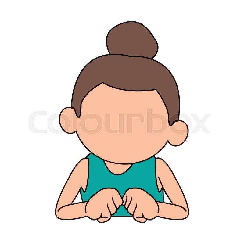 Cute Girl With Her Hair Tied Up In A Stock Vector Colourbox