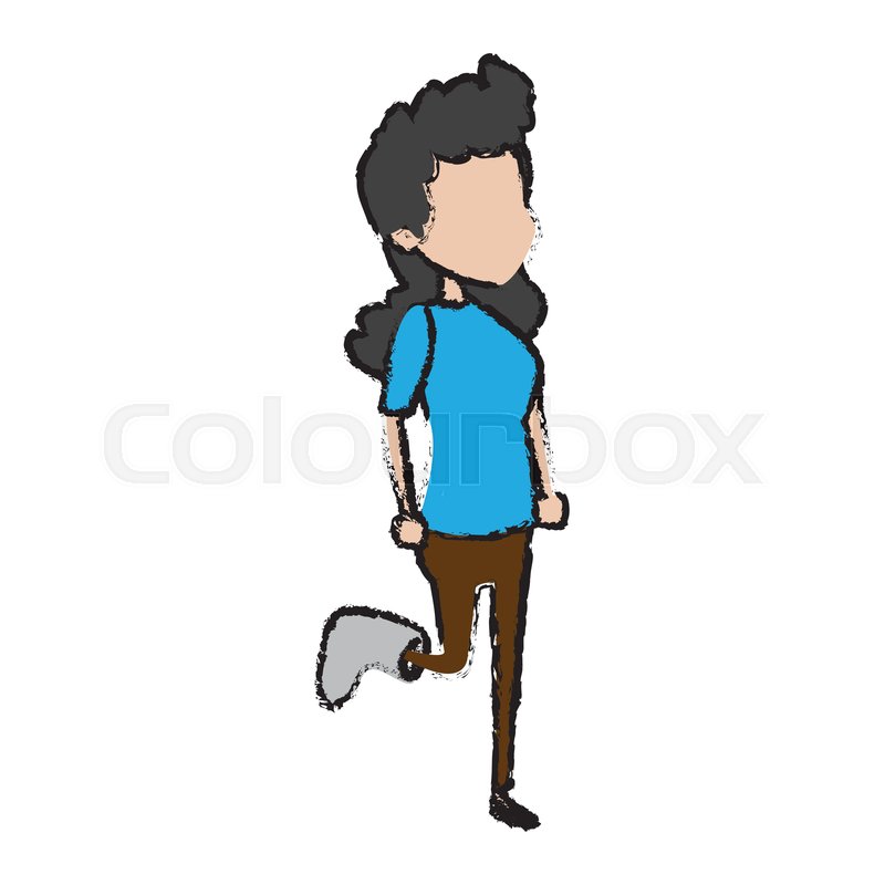 Cartoon Girl Patient With Broken Leg Stock Vector Colourbox