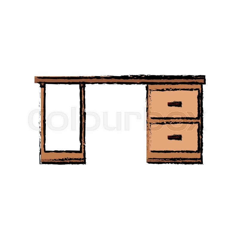 Wooden Desk Drawers Handle Furniture Stock Vector Colourbox