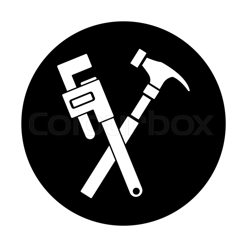 Hammer and adjustable wrench tools | Stock vector | Colourbox