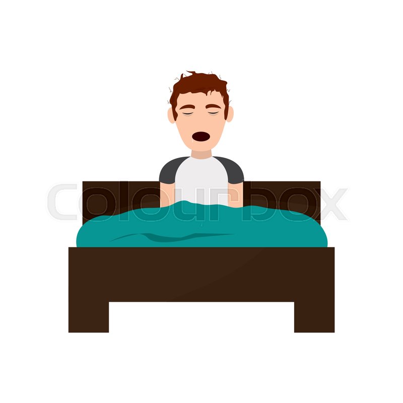 Flat Design Person Sleeping In Bed Stock Vector Colourbox
