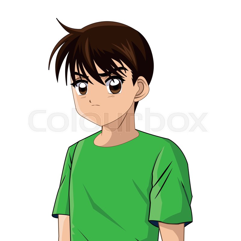 Flat Design Anime Style Boy Icon Stock Vector Colourbox