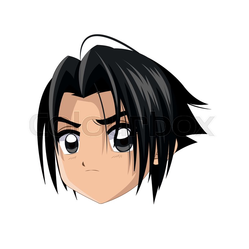 Flat Design Anime Style Boy Icon Stock Vector Colourbox