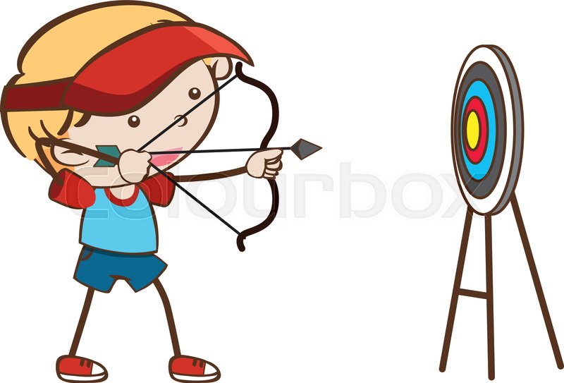 A Boy Holding A Bow On White Stock Vector Colourbox