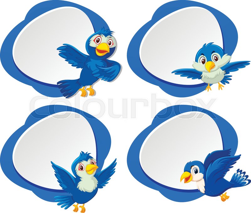 A Set Of Blue Bird Banner Illustration Stock Vector Colourbox