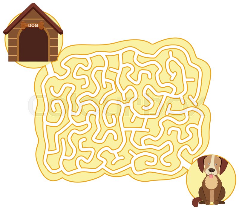 Dog maze puzzle game template Stock vector Colourbox