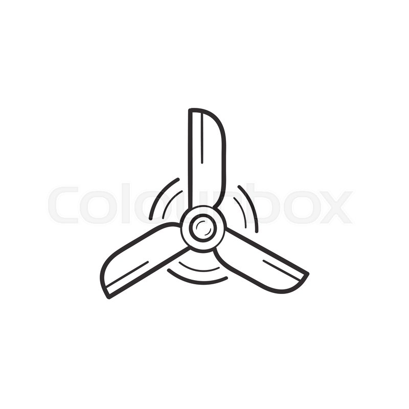 Rotating Wind Turbine Hand Drawn Stock Vector Colourbox