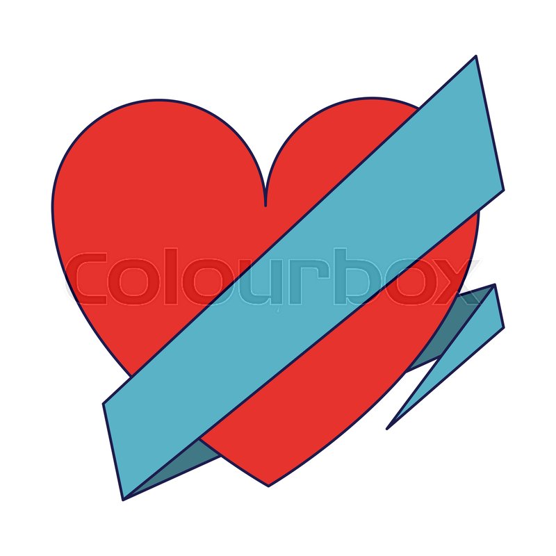 Heart With Blank Ribbon Banner Vector Stock Vector Colourbox