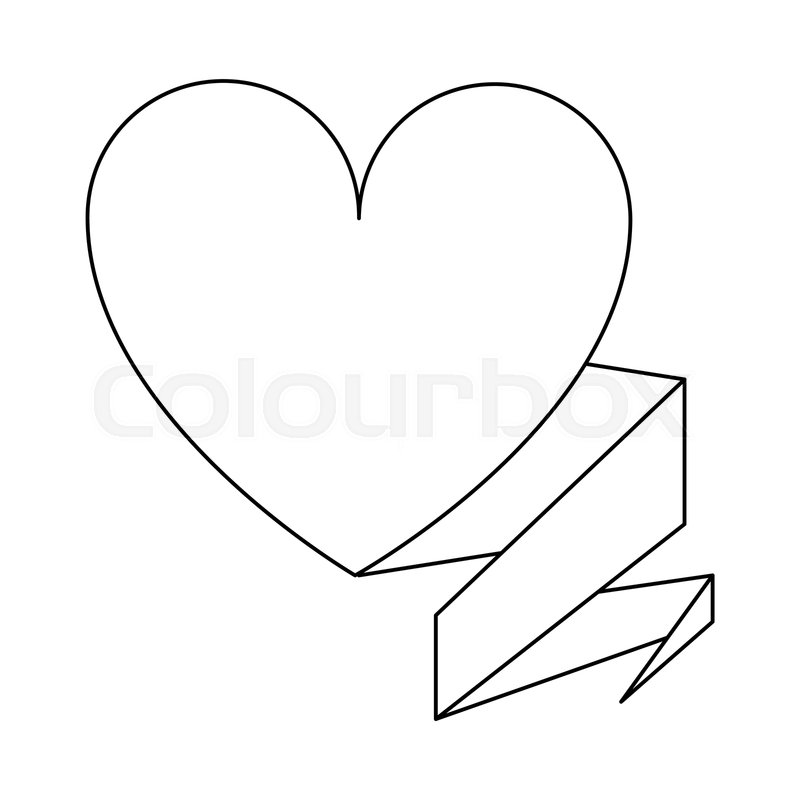Heart Love With Ribbon Banner Symbol Stock Vector Colourbox