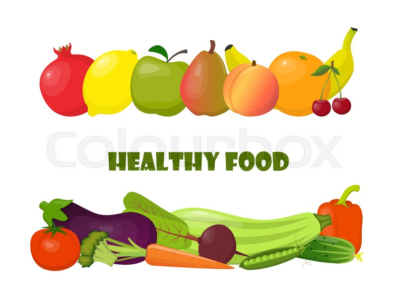 Natural Organic Vegetables And Fruits Stock Vector Colourbox