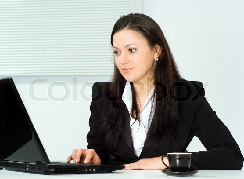 beautiful girl working in the office | Stock image | Colourbox