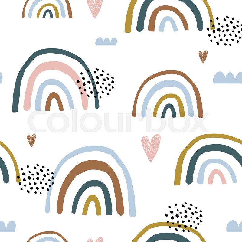 Seamless Childish Pattern With Hand Stock Vector Colourbox