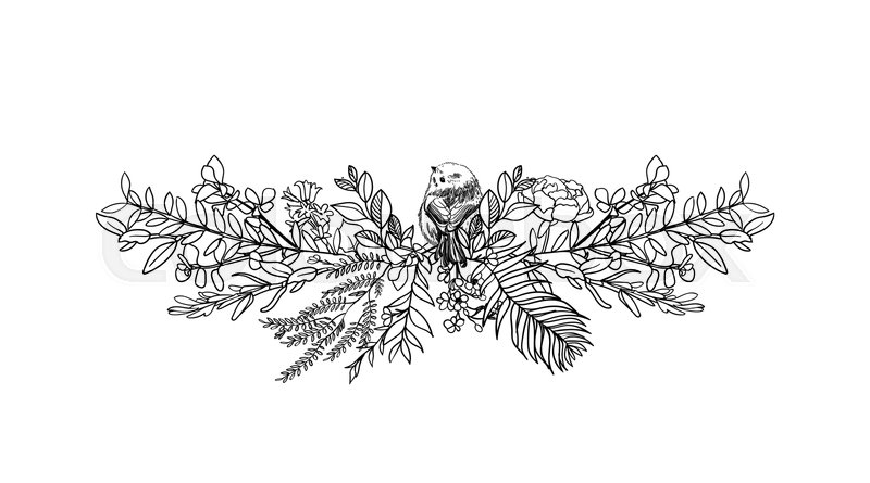 Set Of Floral Ribbon Banner Hand Stock Vector Colourbox