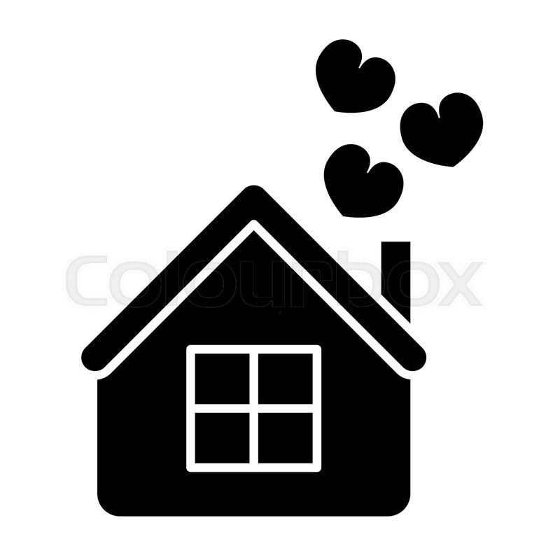 House with hearts solid icon. Home ... | Stock vector | Colourbox