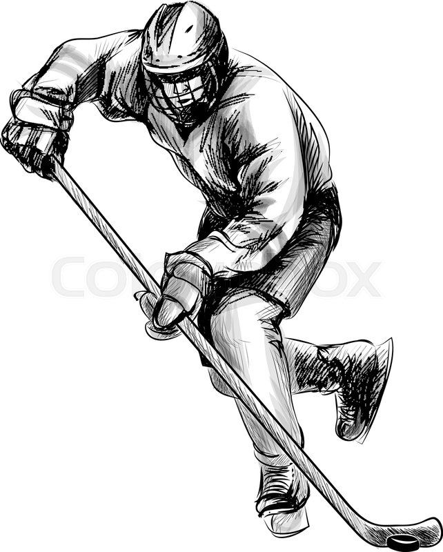 Hockey player. Hand drawn sketch. | Stock vector | Colourbox