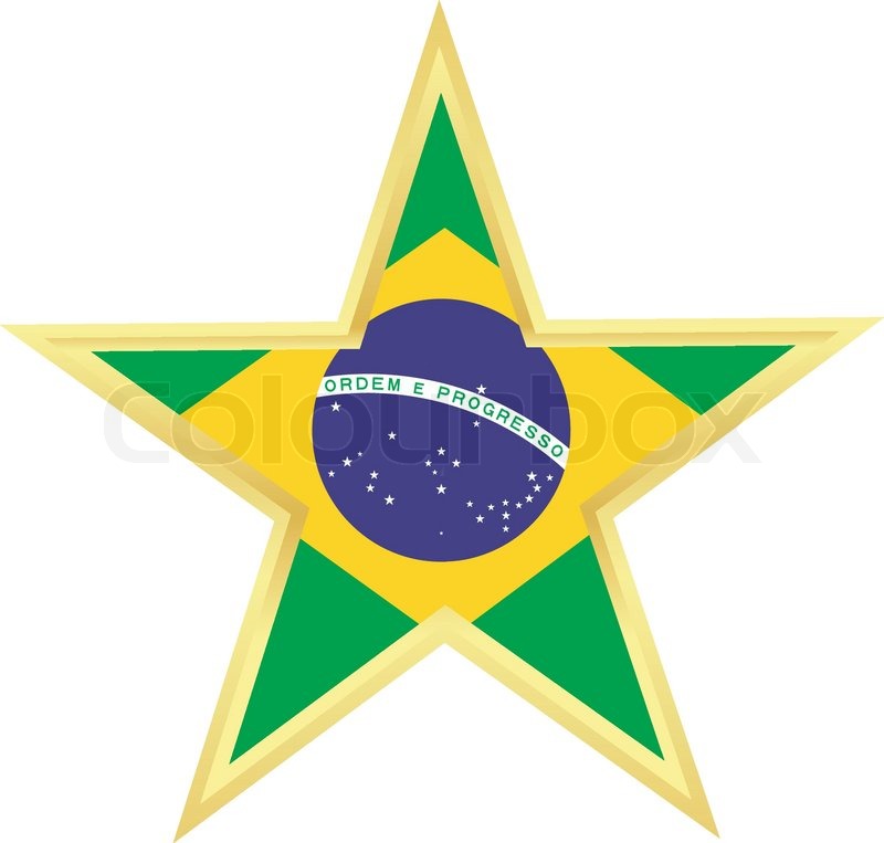 Gold star with a flag of Brazil Stock vector Colourbox