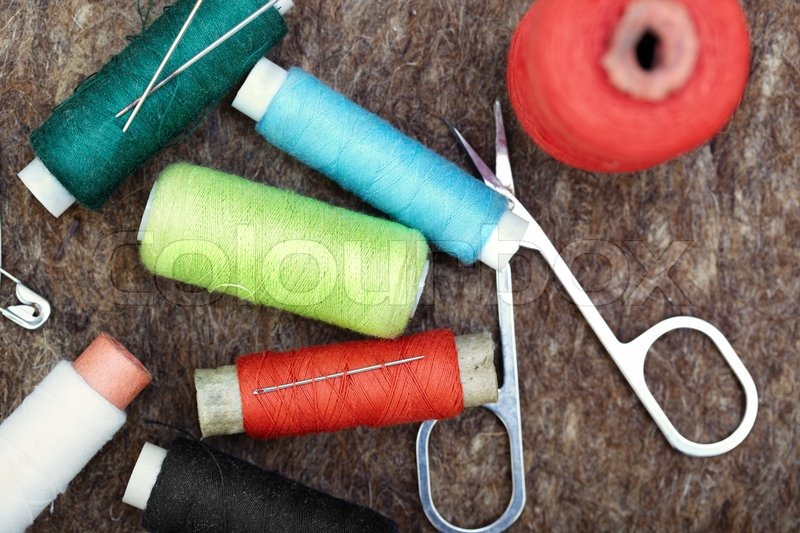 Sewing tools Stock image Colourbox