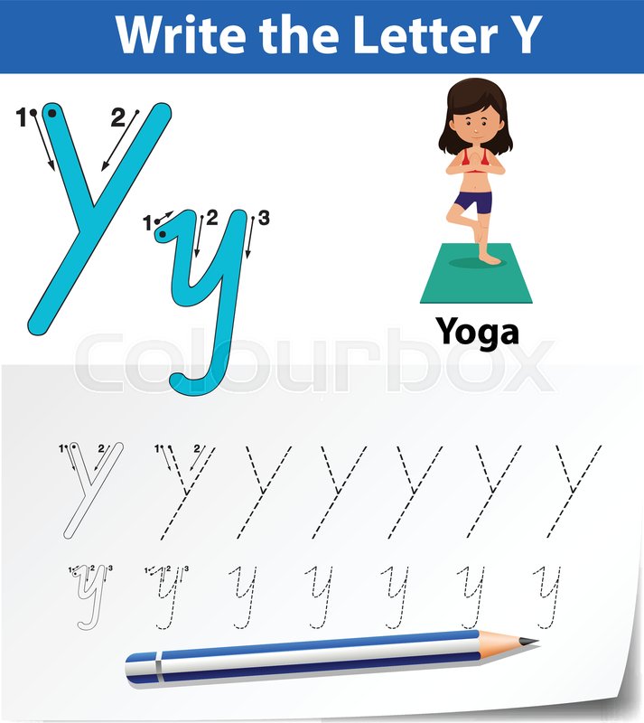 letter y tracing alphabet worksheets stock vector colourbox