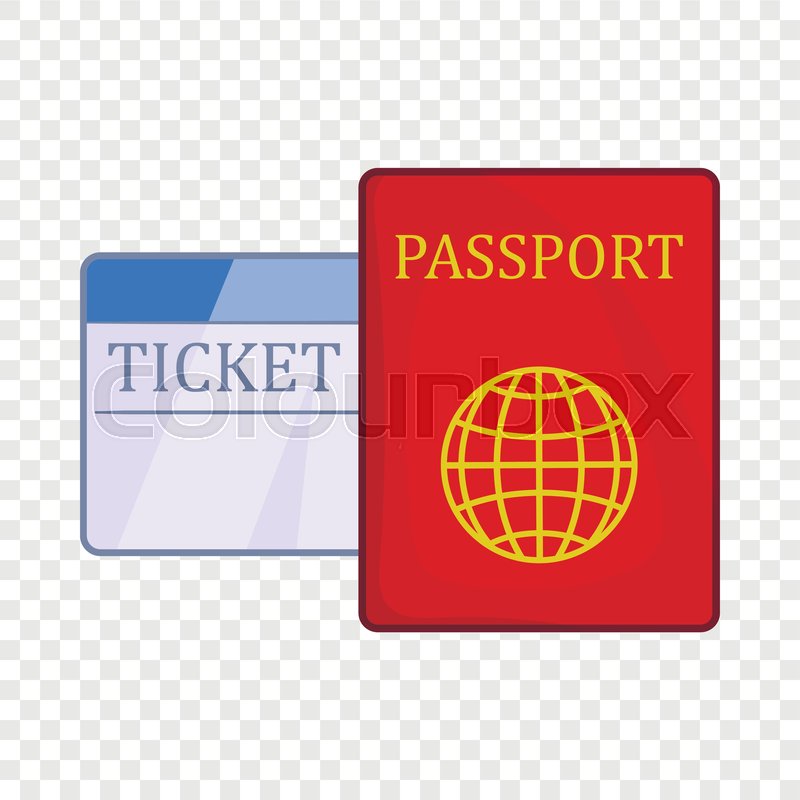 Passport And Ticket Icon In Cartoon Stock Vector Colourbox