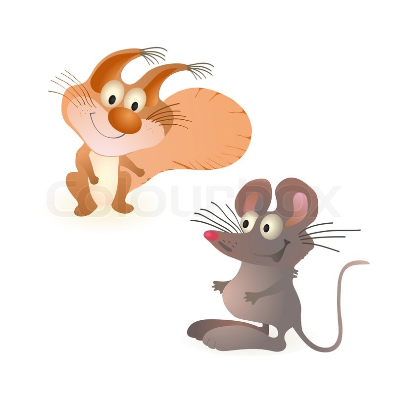 Funny little squirrel and mouse Stock Vector Colourbox