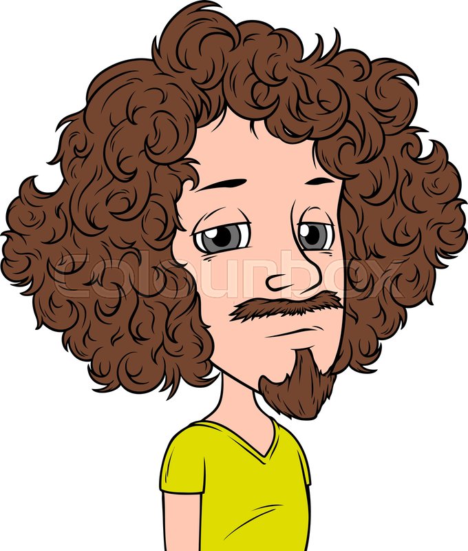 Cartoon curly boy character with beard Stock vector Colourbox Cartoon curly boy character with beard Stock vector Colourbox