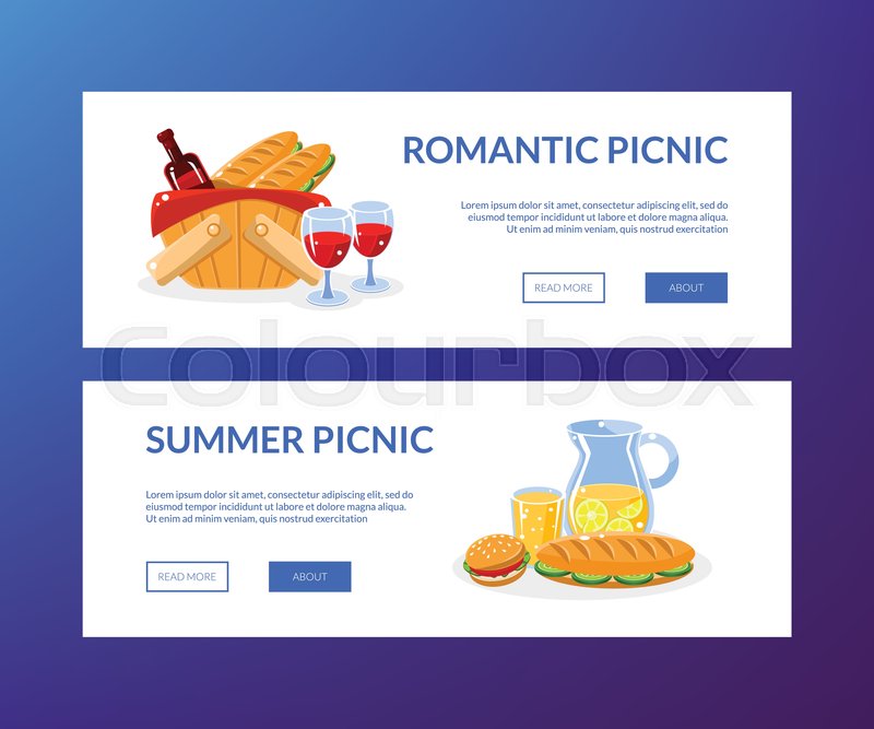 Romantic Summer Picnic Horizontal Stock Vector Colourbox