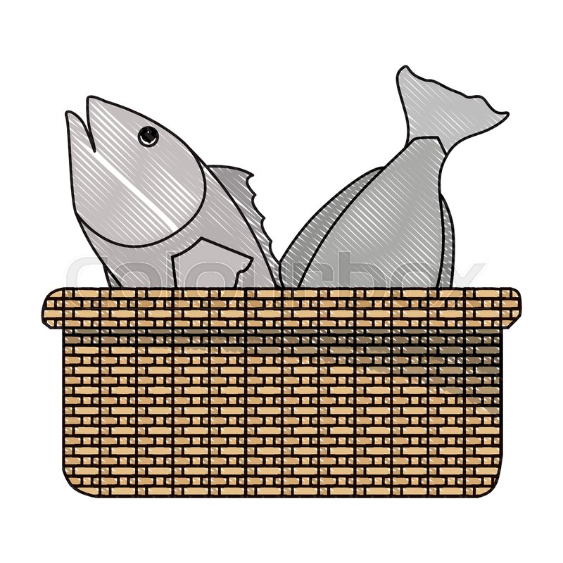 Basket with fish icon vector Stock vector Colourbox