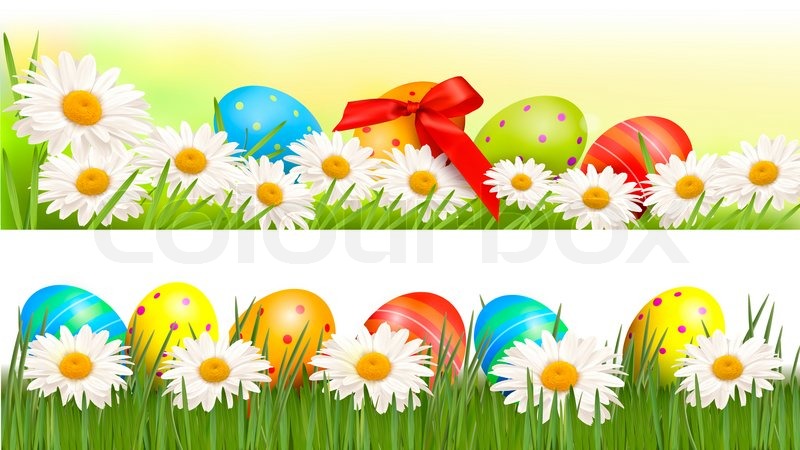 two easter borders with easter eggs and stock photo colourbox easter egg border