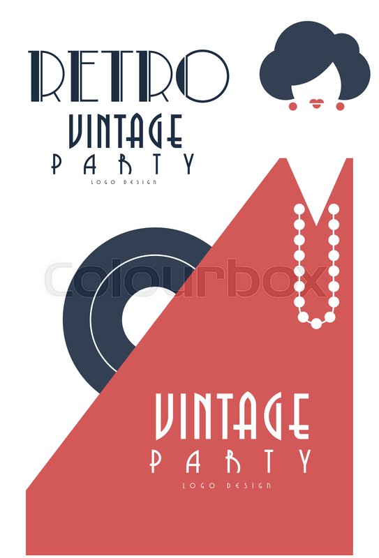 Retro Vintage Party Logo Design Stock Vector Colourbox