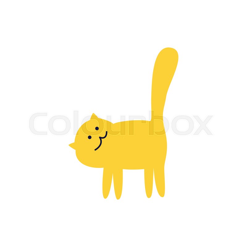 Side view of cute yellow cat stands | Stock vector | Colourbox
