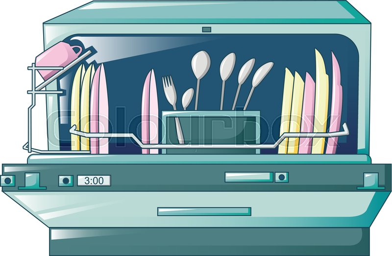 Open Dishwasher Machine Icon Cartoon Stock Vector Colourbox