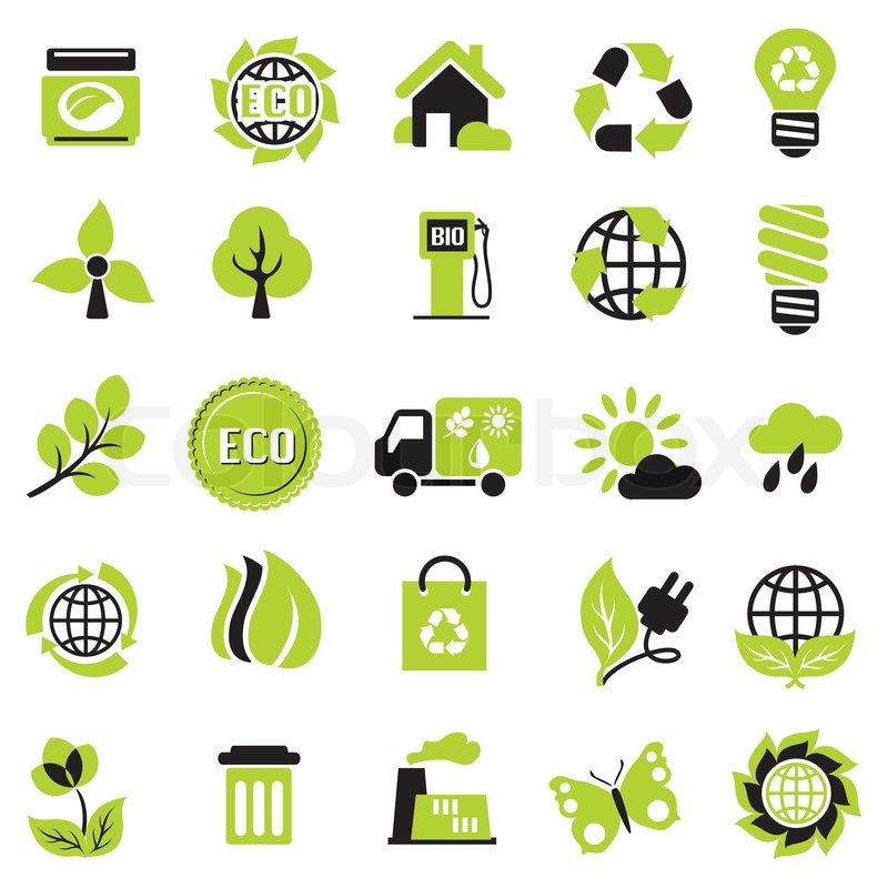 Set Vector Icons Ecological Signs Symbol Set Vector Icons Ecological Signs Symbol