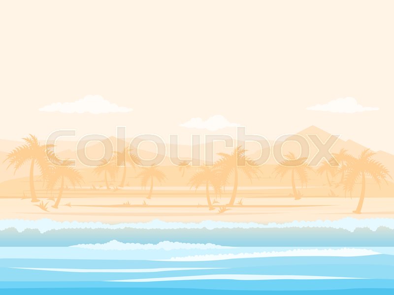 Tropical Paradise Beach With Sand And Stock Vector Colourbox