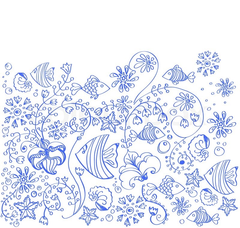 sea background with fish and flowers stock photo colourbox fish background