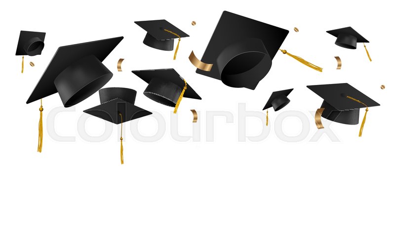 University Or College Caps Fly In The Stock Vector Colourbox