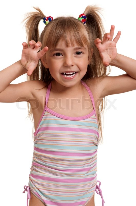 little girl wearing swimsuit