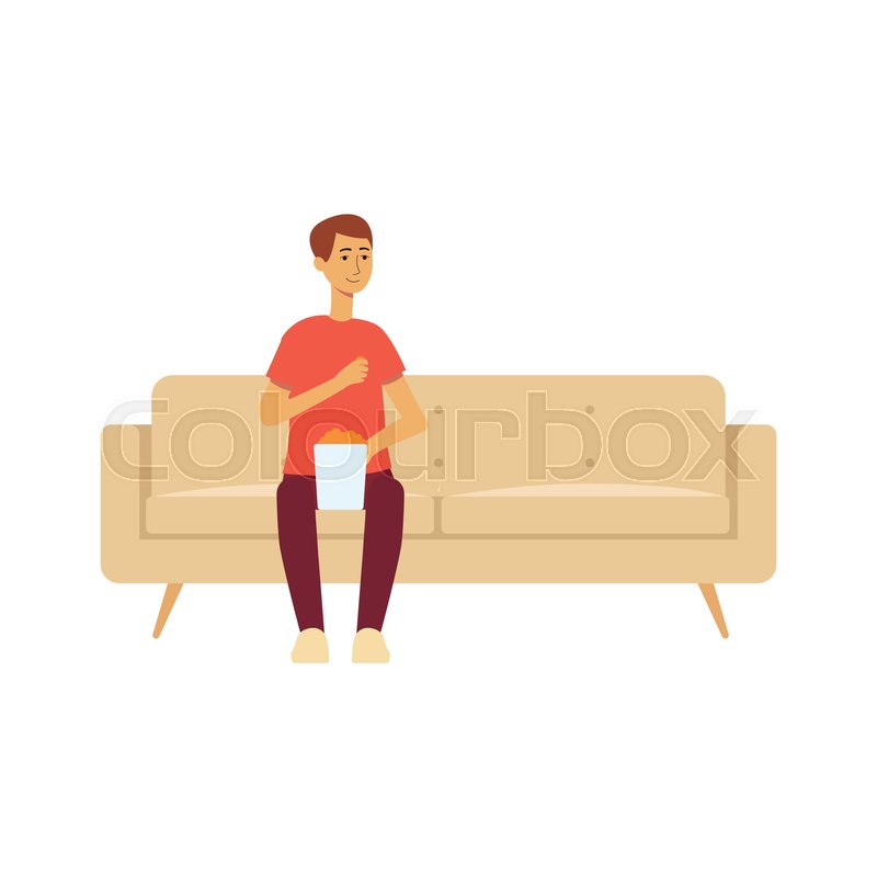 Single Man Sitting On Couch With Stock Vector Colourbox